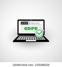 Design-Konzept der EU-Verordnung über den allgemeinen Datenschutz (DSGVO) - Regeln für die sichere Speicherung und Verarbeitung personenbezogener Daten - Vektorgrafik