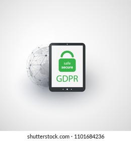 EU General Data Protection Regulation (GDPR) Design Concept - Rules to Comply for Secure Personal Data Storage and Handling - Vector Illustration