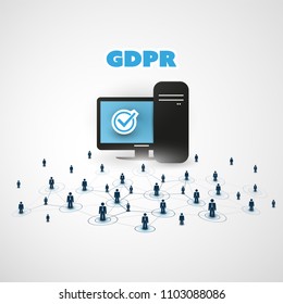 EU General Data Protection Regulation (GDPR) Design Concept - Rules to Comply for Secure Personal Data Storage and Handling - Vector Illustration