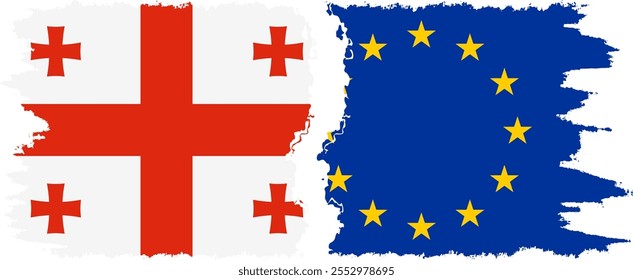 EU and Georgia grunge flags connection, vector