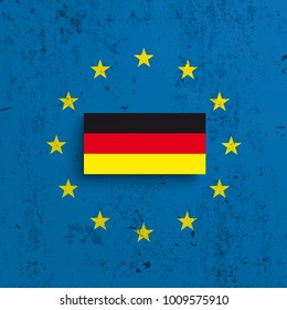 EU and Germany flag on the concrete background . Eps 10 vector file.