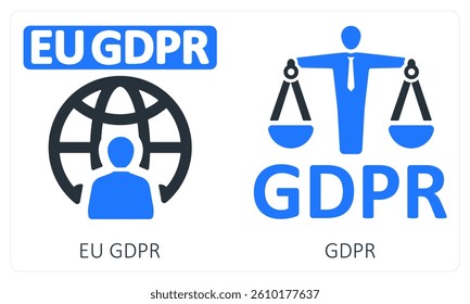 EU GRPR and GDPR icon concept