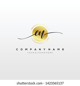 EU handwriting initial logo template vector.