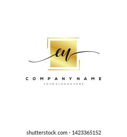 EU handwriting initial logo template vector.