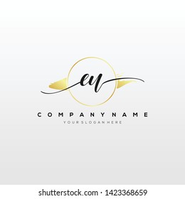 EU handwriting initial logo template vector.