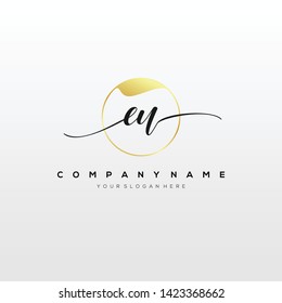 EU handwriting initial logo template vector.