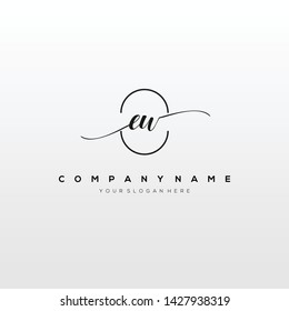 EU handwriting initial logo template vector.