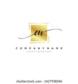 EU handwriting initial logo template vector.