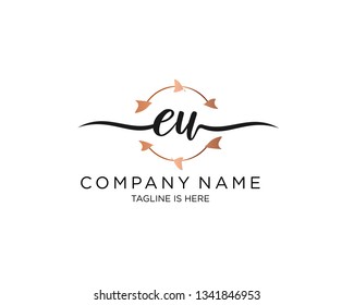 EU handwriting initial  logo vector