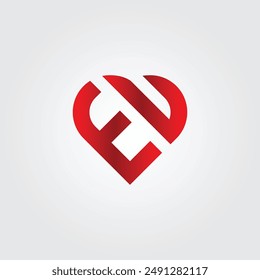 EU Heart  Logo - Initial Letter Logo for Alphabet E and U
