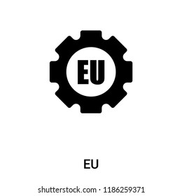 EU icon vector isolated on white background, logo concept of EU sign on transparent background, filled black symbol