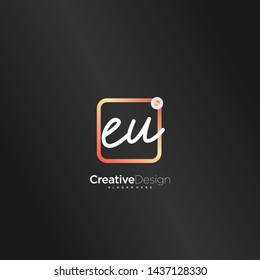 EU initial handwriting with color logo icon template vector.