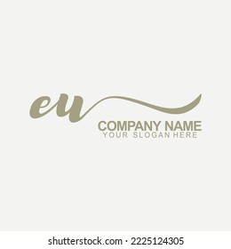 EU Initial Handwriting Logo Design Vector
