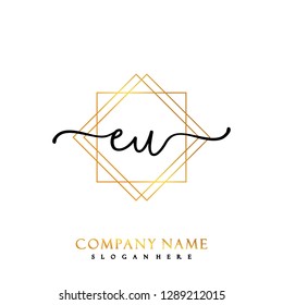 EU Initial Handwriting logo template vector
