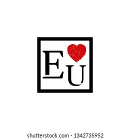 EU  Initial Handwriting logo template vector