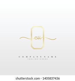 EU initial handwriting logo template vector