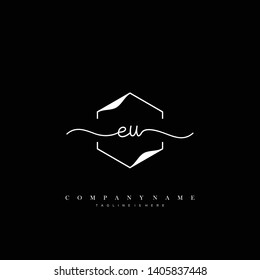 EU initial handwriting logo template vector