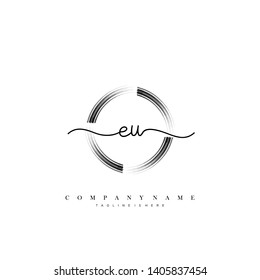 EU initial handwriting logo template vector