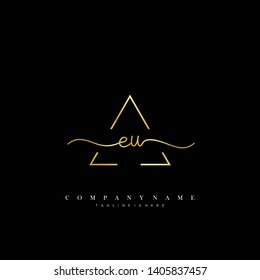 EU initial handwriting logo template vector