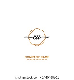 EU Initial handwriting logo template vector