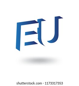 EU initial letter with negative space logo icon vector template