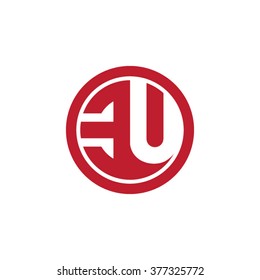 EU initial letters circle business logo red