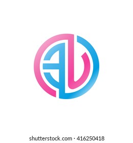 EU initial letters linked circle logo pink blue