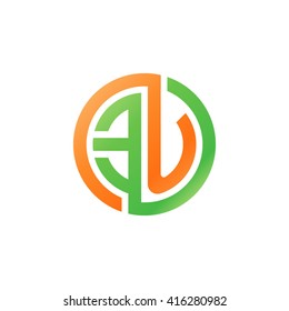 EU initial letters linked circle logo orange green