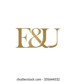 E&U Initial logo. Ampersand monogram golden logo