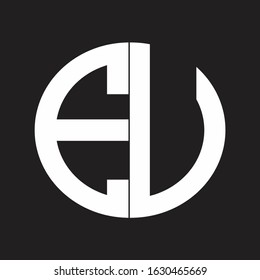 EU Initial Logo design Monogram Isolated on black and white
