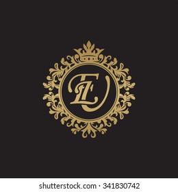 EU initial luxury ornament monogram logo