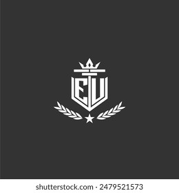 EU initial monogram brand logo design for crown vector image