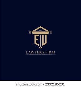 EU initial monogram lawfirm logo with pillar design