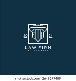 EU initial monogram logo for lawfirm with pillar design in creative square