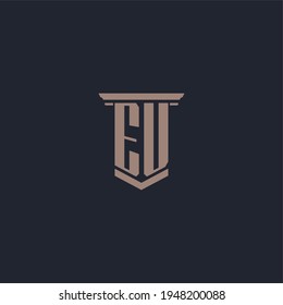 EU initial monogram logo with pillar style design