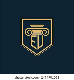 EU Initials Law Firm Logo Lawyer logo with creative law element