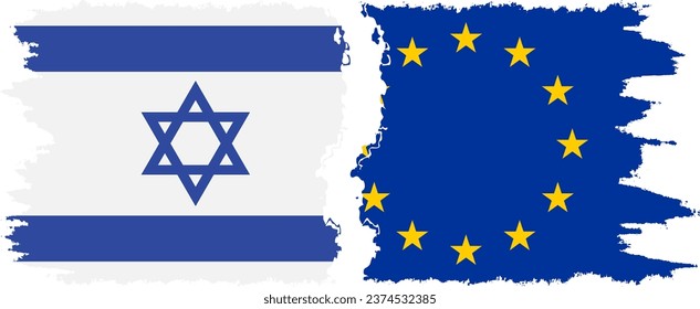 EU and Israel grunge flags connection, vector