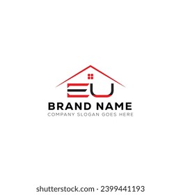 EU letter creative real estate vector logo design . EU creative initials home iqon letter logo.