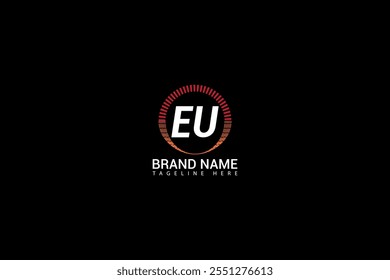 EU letter logo creative design. EU unique design. EU letter logo design on black background.