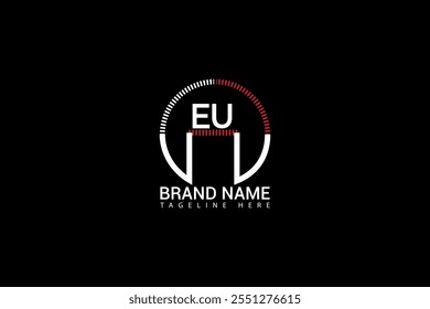 EU letter logo creative design. EU unique design. EU letter logo design on black background.