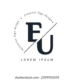 EU Letter Logo Design with a Creative Cut. Creative logo design