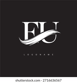 EU Letter Monogram Logo with Brush Stroke for Modern Brand Identity