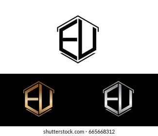 EU letters linked with hexagon shape logo


