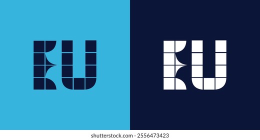 EU logo design with tile shape. Minimalist and modern vector illustration design suitable for business or brand