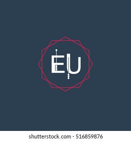 eu logo initial Letter, Abstract Polygonal Background Logo, design for Corporate Business Identity,flat icon Alphabet letter