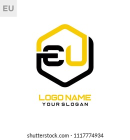 EU logo letter initial, Abstract polygonal Background Logo,