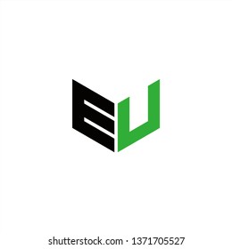 EU Logo Letter Initial With Black and Green Colors