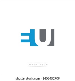 EU Logo Letter with Modern Negative space - Blue and Grey Color EPS 10