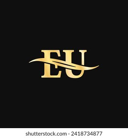 E.U Logo Letter monogram Symbol Golden typography vector of initial branding business name luxury Logotype