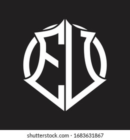 EU Logo monogram with emblem and circle rounded design template